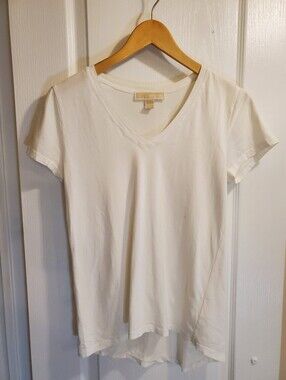 Michael Kors White V-Neck Short Sleeve Tee